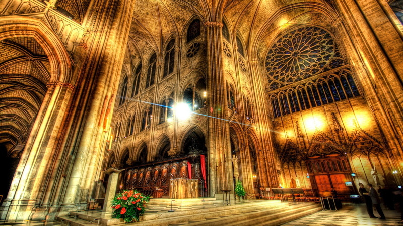 building exterior, 1080P, architecture, night, arch, city, HDR, place of worship, Gothic architecture, illuminated, built structure, belief, Paris, Notre-Dame