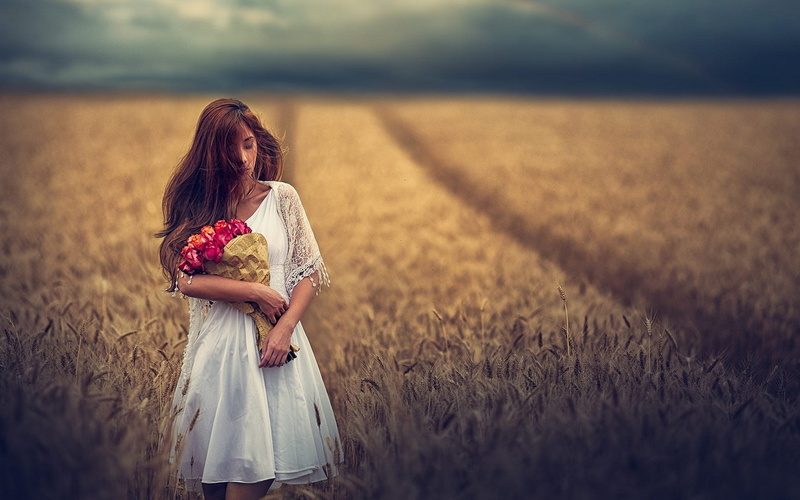 freedom, beautiful girl image 1920x1200, landscape, fashion, plant, contemplation, field, cereal plant, rural scene, land, women, crop, beauty, nature
