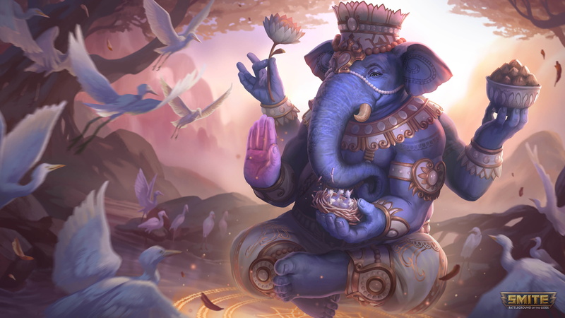 watermarked, elephant, birds, nests, Ganesh, 4K, jewelry, body jewelry, Ganesha (Smite), Anthro, Smite, flowers