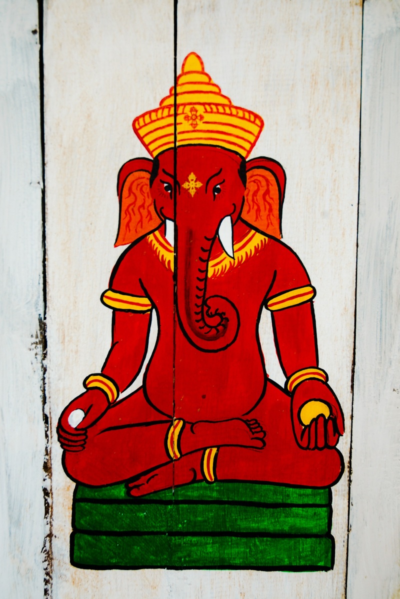 day, mural, 2K, focus on foreground, red, creativity, close-up, ganesha, art and craft, representation, wall - building feature, outdoors, animal wildlife