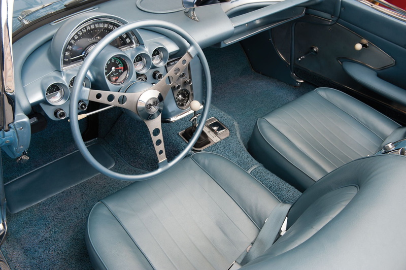 1960, chevrolet, (c1), 1080P, blue, classic, cars, interior, convertible, corvette