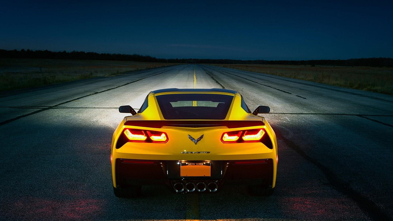 chevrolet, yellow, road, supercar, car, muscle car, transportation, chevrolet corvette c6 zr1, street, taxi, road marking, dusk, the way forward, corvette