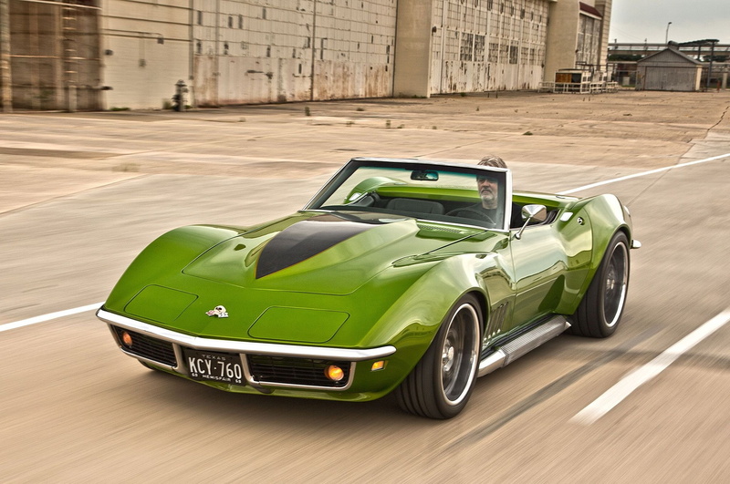 green, chevy, modified, corvette, (c3), cars, 1968, 1080P, convertible