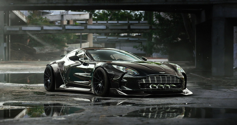 focus on foreground, garage, abandoned, glass - material, motor vehicle, Black, city, selective focus, ruined, Tuning, Aston Martin, close-up, ONE-77, Supercar