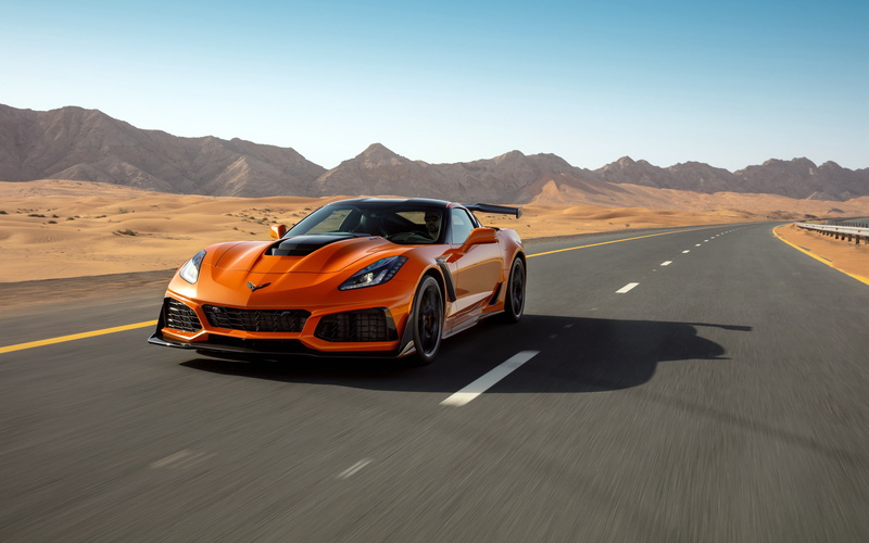 motion, transportation, clear sky, speed, chevrolet, sunlight, car, mountain, no people, road trip, zr, day, desert, nature, mountain range, corvette, auto racing