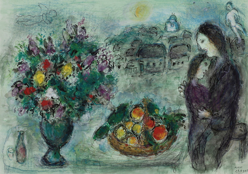 1960, FLOWERS AND FRUIT BASKET, MARC  CHAGALL, 4K