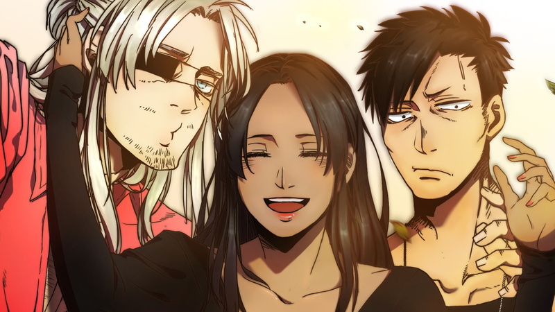 Smile, Alex Benedetto, Anime, Gangsta., 1080P, Nicolas Brown, Girl, Worick Arcangelo, Long Hair, Black Hair, White Hair, Eye Patch