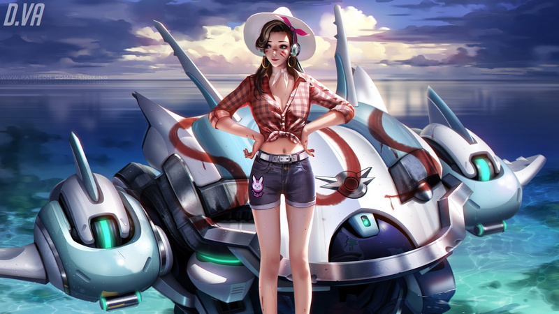 Xing, 1080P, video games, Liang, Overwatch, Jean Shorts, D.Va (Overwatch), digital art