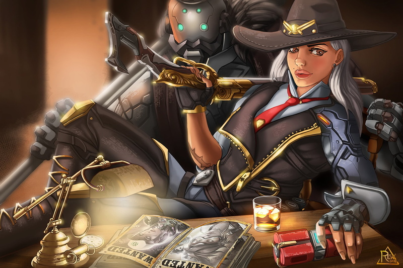 Face, Game Art, Elizabeth Caledonia Ash, Calamity, BOB, Overwatch, REW, by REW, Art, Elizabeth Caledonia Ashe, Blizzard, 1080P, B.O.B., Eyes, Game, Ashe