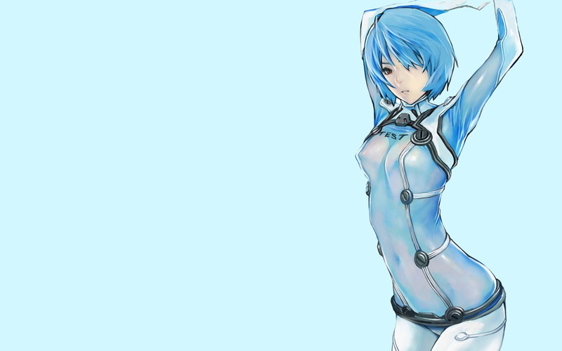 blue background, anime girls, Ayanami Rei, indoors, transparent, Neon Genesis Evangelion, one person, studio shot, colored background, clear sky, white background
