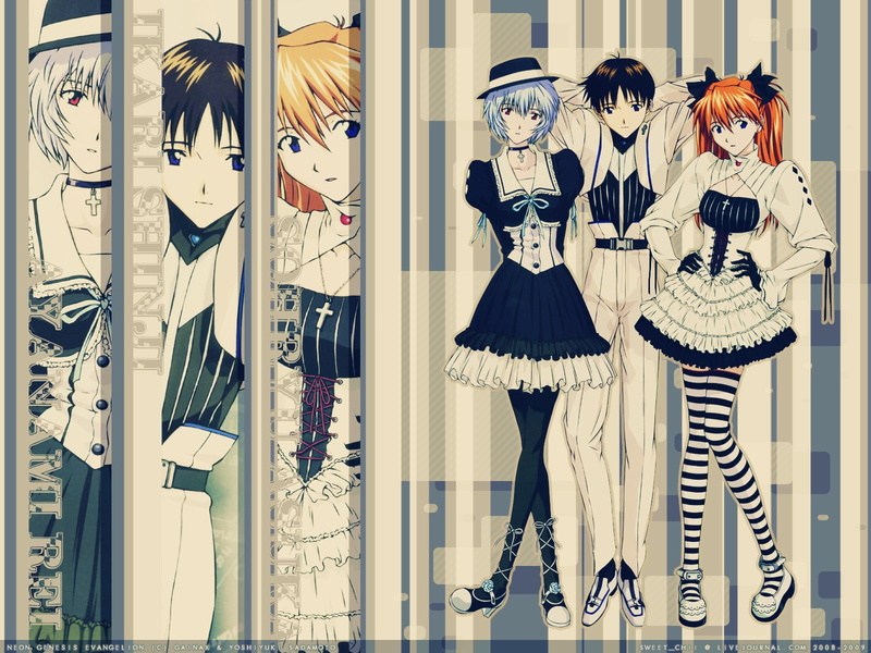 Asuka Langley Soryu, male likeness, 720P, women, real people, clothing, standing, choice, Ayanami Rei, in a row, day, indoors, Ikari Shinji, human representation