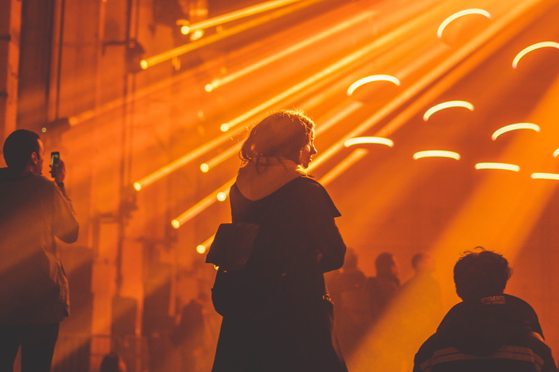 dark, arts culture and entertainment, rays, crowd, men, female, music, lights, performance, standing, festival, popular music concert, illuminated, group of people