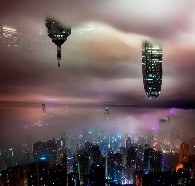 no people, office building exterior, sky, mist, construction, building, outdoors, 5K, skyscraper, city life, architecture, tower, financial district, built structure
