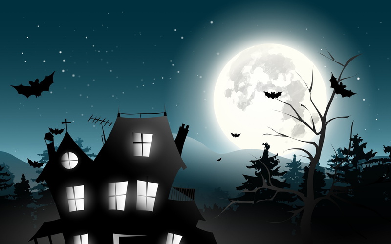 moonlight, building exterior, lamp, space, building, black, sky, tree, low angle view, astronomy, 2K, star - space, white, artwork, digital composite