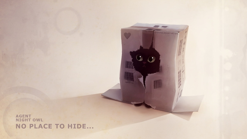 hiding, agent night owl, figure, hole, kitty, apofiss, 1080P, box