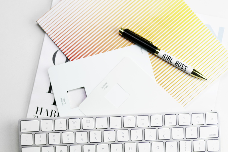 paper, clip, retractable, papers, furniture, girl boss, magic, surface, near, computer equipment, office supply, office, white, school supplies, desk, studio shot