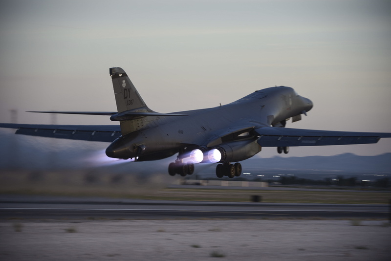 mid-air, airplane, flying, on the move, plane, b, united states air force, nature, Nellis Afb, aerospace industry, B-1B Lancer, air vehicle, transportation