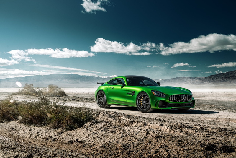 Mercedes-AMG GT, Green Car, Car, Sport Car, Supercar, 1080P, Mercedes-Benz, Desert, Vehicle