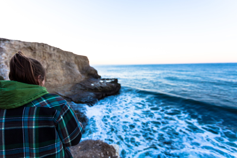 horizon, santa cruz, sky, girl, rear view, relaxation, one person, water, leisure activity, sport, davenport, solid, nature, 5K, adventure, united states