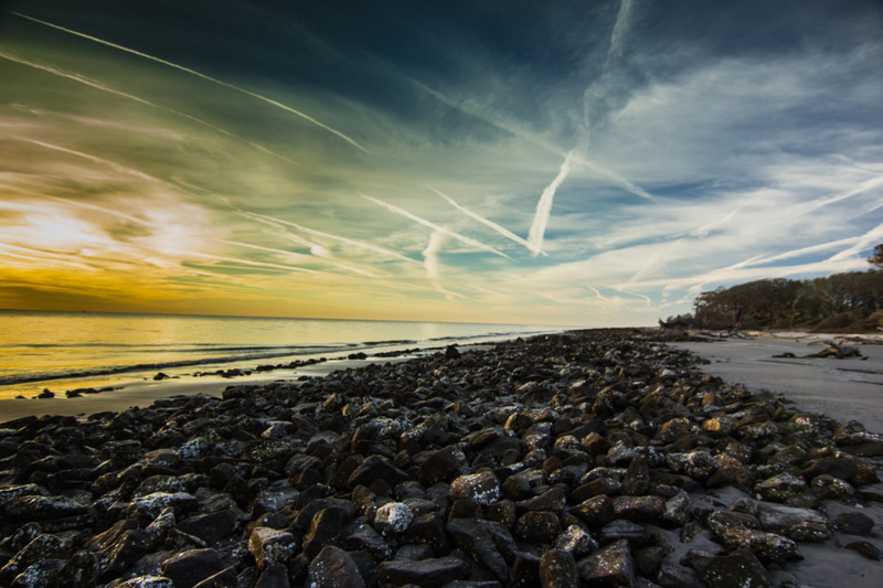 rock, sky, clouds, land, non-urban scene, jekyll island, united states, outdoors, ocean, nature, explore, pebble, horizon over water, scenics - nature