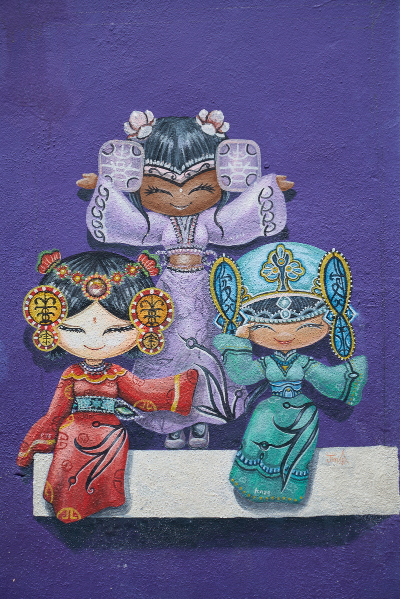 art and craft, building, indoors, date, artist, womens, graffiti, beautiful, male likeness, belief, sculpture, art, purple, city, male, malaysia, fine arts