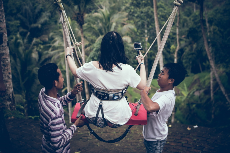land, girls, female, view, holding, fun, offspring, green, wear, go pro, males, scenery, nature, young, landscape, people, childhood, woodland, tree, tourism