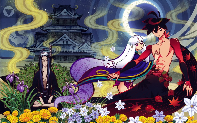 male likeness, Katanagatari, flower, statue, art and craft, 2K, anime, human representation, place of worship, men, female likeness, representation, sculpture