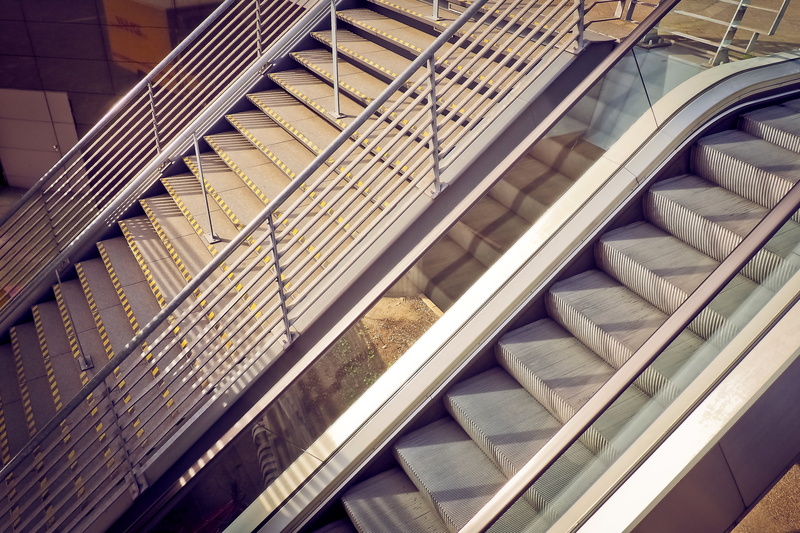 transportation, city, upward, high angle view, modern, day, absence, upgrade, treppengeländer, built structure, no people, steps and staircases, connection