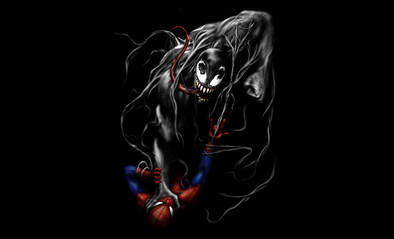 Minimal, Venom, 4K, Spider-Man, Black, Dark background, 4K