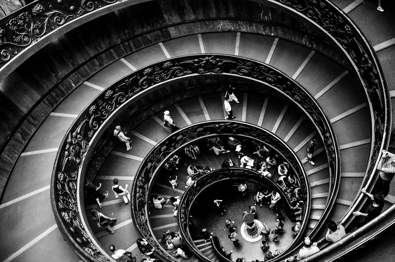 building, directly above, view, spiral, travel destinations, shape, travel, spiral staircase, steps and staircases, no people, pattern, indoors, ornate