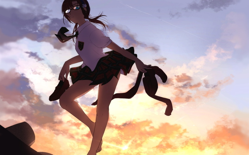 mari, art, evangelion, illustrious, school uniforms, genesis, hd, 720P, neon genesis evangelion, anime, neon, uniforms, makinami, school