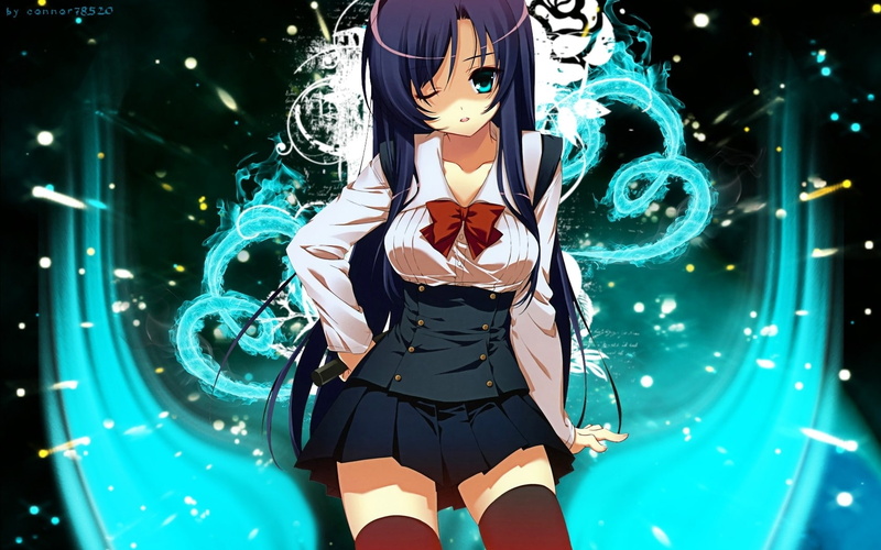 anime, schoolgirls, hair, school, hd, uniforms, school uniforms, days, skirts, bows, 720P, hot, katsura, long, highs, art, wink, kotonoha, thigh, aqua