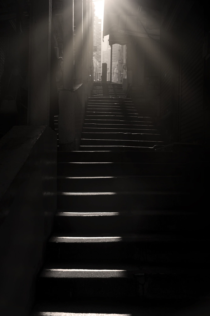 day, light, staircase, no people, the way forward, perspective, architecture, angle, sunbeam, sunlight, railing, dark, absence, diminishing perspective