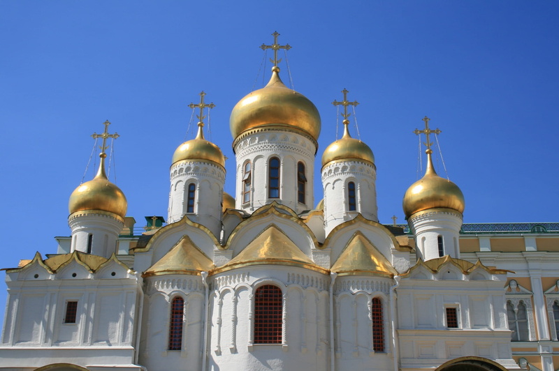 cross, blue sky, church, dome, no people, place of worship, sky, built structure, religion, russian orthodox, architecture, clear sky, arched features