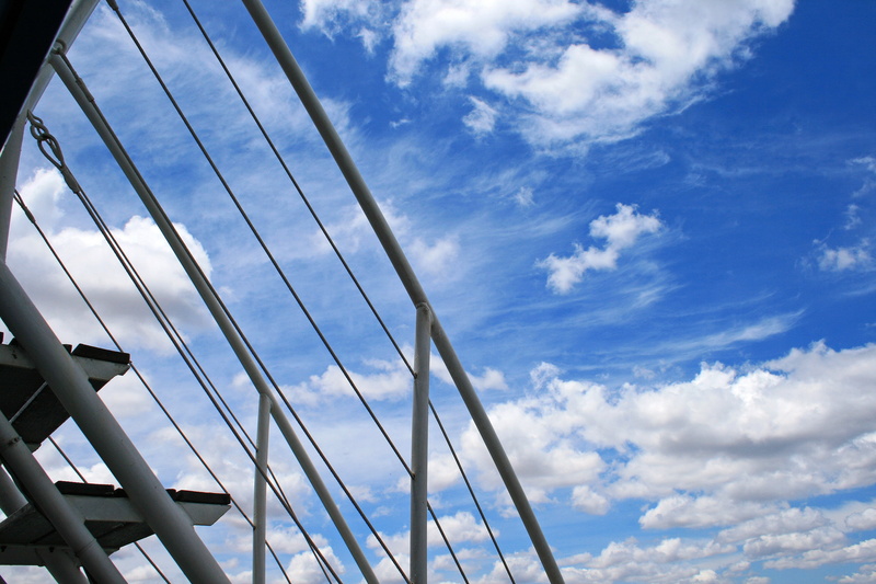 restraint, metal, no people, cloud - sky, architecture, connection, building, office building exterior, transportation, white, railing of cruise vessel