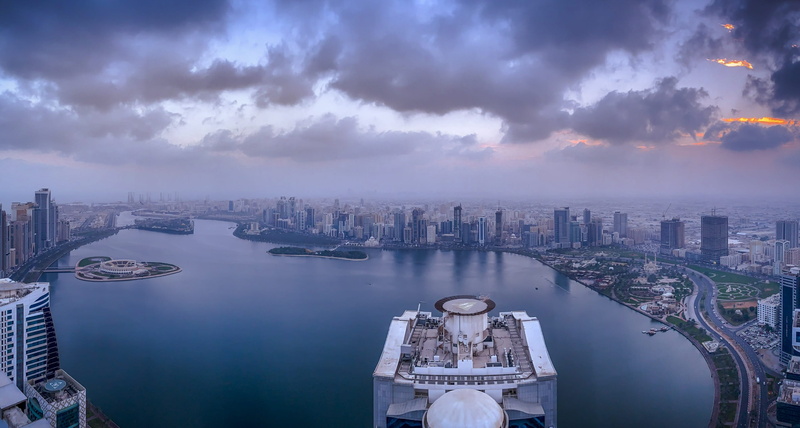 clouds, skyscraper, uae, urban, outdoors, sky, architecture, aerial, from above, modern, no people, birds eye view, buildings, nautical vessel, travel destinations