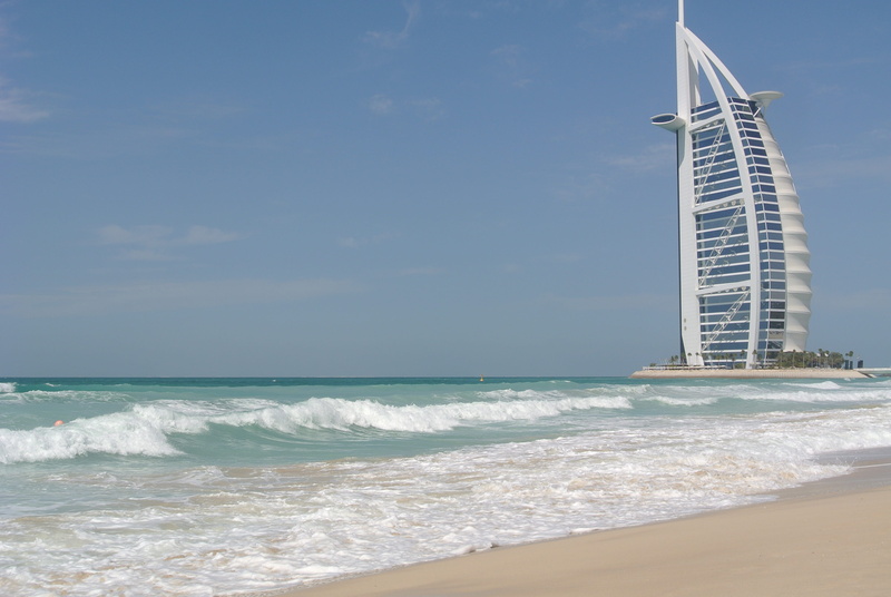 scenics - nature, sky, aquatic sport, wave, sea, canvas, no people, tower, horizon, built structure, burj al arab, uae, motion, jumeirah, 4K, day, dubai