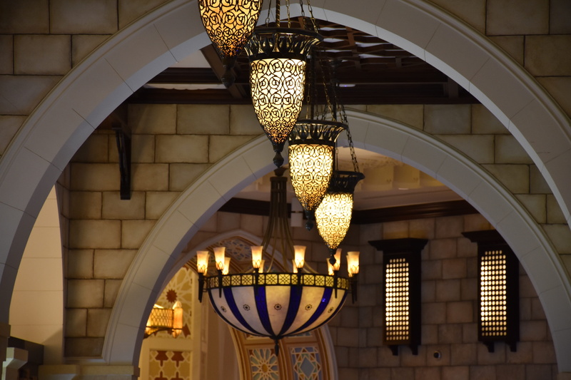 lighting equipment, light, Dubai Mall, ornate, light fixture, lantern, chandelier, Building, hanging, travel destinations, illuminated, built structure