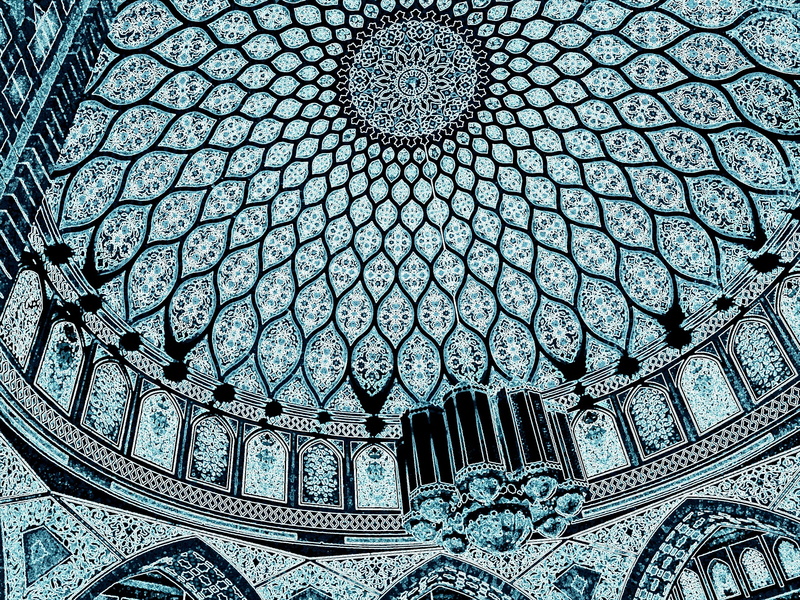 creativity, ibn battuta, architecture and art, dome, cupola, black, blue, sightseeing, place of worship, belief, ceiling, mall, indoors, structure, neon