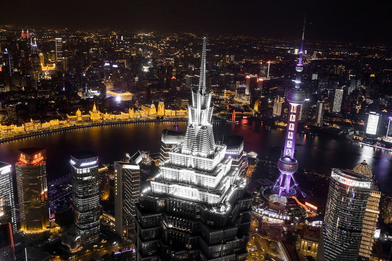 Shanghai, China, Skyscraper, City, River, Jin Mao Tower, Night, 1080P, Cities, Light