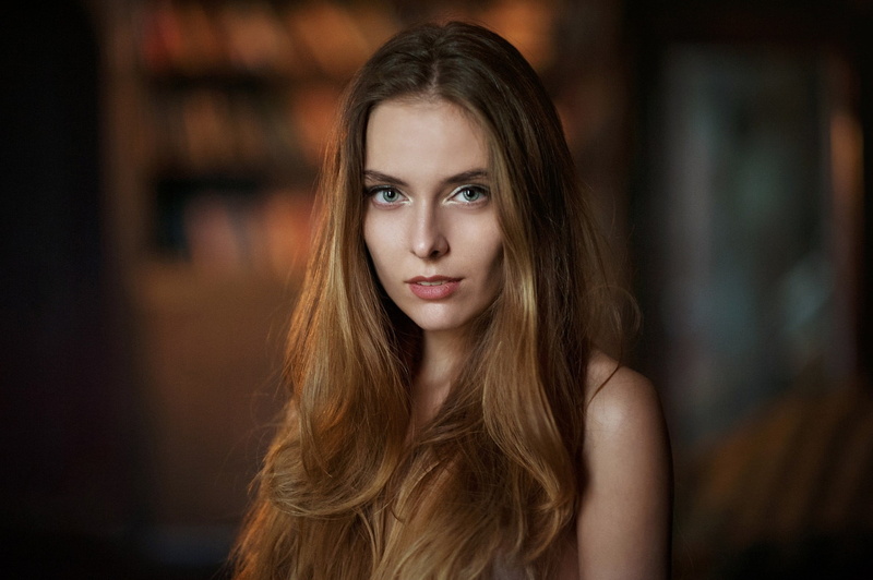brown hair, beautiful woman, Maxim Maximov, depth of field, serious, young adult, beauty, one person, contemplation, hair, Amina Katinova, 1080P, portrait