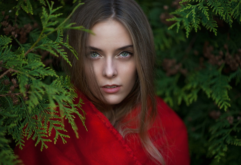 hair, plant part, beautiful woman, teenager, young women, Amina Katinova, green color, one person, plant, front view, portrait, beauty, hairstyle, beautiful people