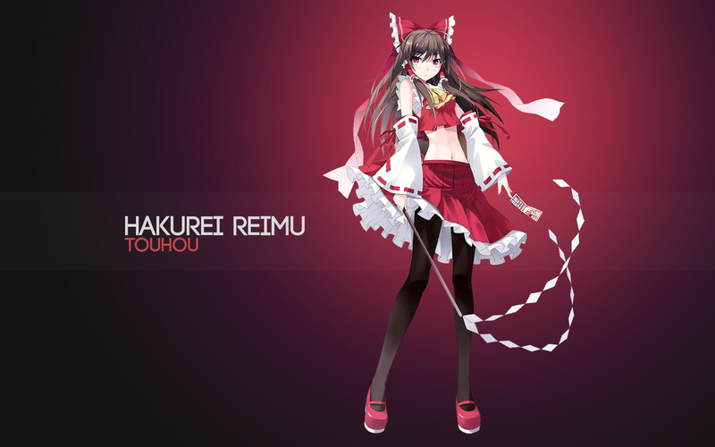 women, motion, Touhou, dancing, artwork, red, young adult, fashion, navels, studio shot, adult, stage, costume, Hakurei Reimu, red ribbon, colored background