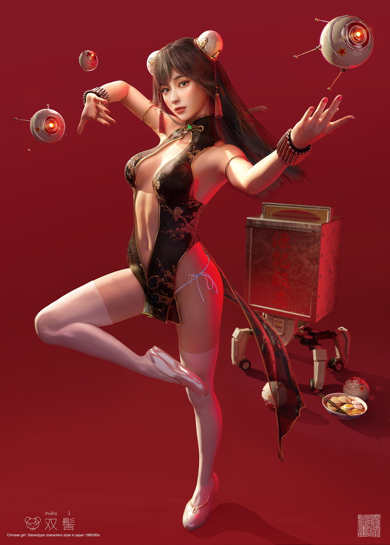 Yuan Yuan, drone, hairbun, chinese clothes, 2K, sideboob