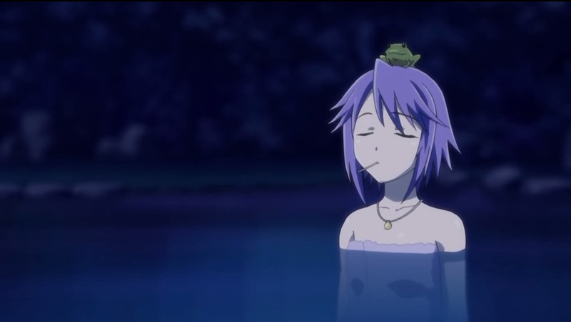 Rosario + Vampire, Shirayuki Mizore, focus on foreground, nature, single object, representation, dusk, water, art and craft, anime, craft, blue, outdoors