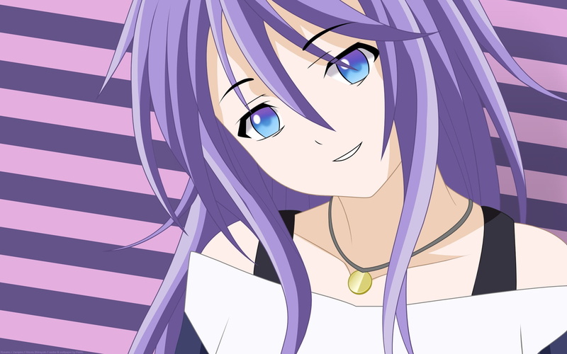 Rosario + Vampire, indoors, human representation, Shirayuki Mizore, pink color, art and craft, white background, purple, striped, studio shot, anime, pattern