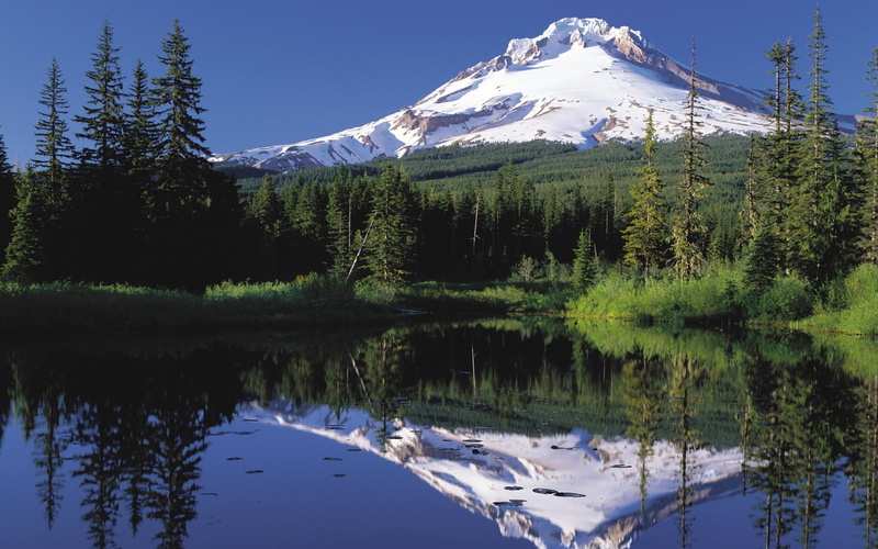 scenics, water, landscape, Nature, clear, body, daytime, mountain, near, mt, lake, body of water, snowy mountain, Oregon, sky, Mt Hood, snowy, hood, 1680x1050