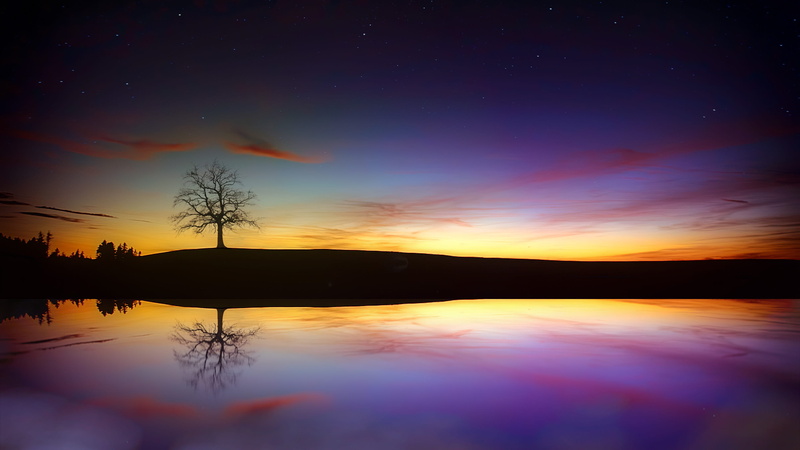 background image, tranquility, landscape, blue, sky, star, tranquil scene, reflection lake, outdoors, star - space, plant, mood, weather mood, no people
