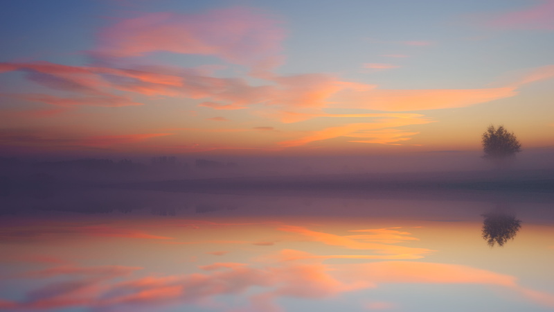 magic, idyllic, mystical, orange color, cloud - sky, plant, scenics - nature, waterfront, reflection, tranquil scene, desktop, outdoors, clouds, mood, landscape