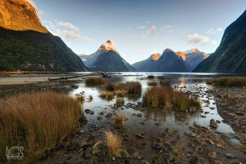 mountain range, New Zealand, tranquil scene, mountain, sky, cloud - sky, mountain peak, nature, water, cold temperature, the fjord, scenics - nature, tranquility